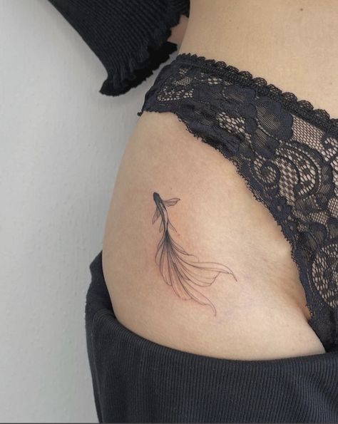 Koi Fish Tattoo On Hip, Fish Collarbone Tattoo, Pretty Fish Tattoo, Koi Fish Sternum Tattoo, Beta Fish Tattoos, Fish Tattoo Women, Beta Fish Tattoo, Arm Tattoo Placement, Betta Tattoo