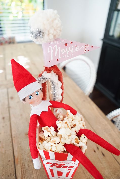 Elf On The Shelf Christmas Movies, Elf On The Shelf Elf Movie, Elf On Shelf Movie Night, Movie Night Elf On The Shelf, Elf On The Shelf Aesthetic, Elf On The Shelf Movie Night, Elf Movie Night, Elf 2024, Tradition Ideas