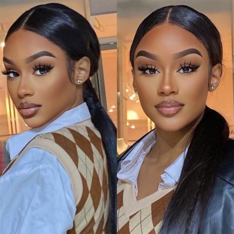 Natural Makeup Glam Black Women, Makeup For Caramel Skin Tone, Glam Look Makeup, Black Queen Makeup, Face Beat Makeup, Natural Prom Makeup, Natural Glam Makeup, Mode Swag, Glam Wedding Makeup