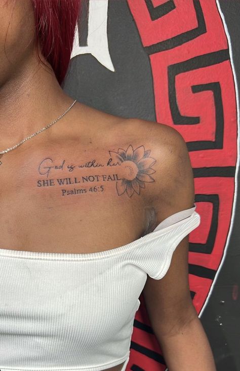 God Is Within Her She Cannot Fail Tattoo, God Is Within Her She Will Not Fail Tattoo, God Is Within Her She Will Not Fail Tat, Behind Shoulder Tattoos For Women, Cute Tats, Tattoo Fails, Dope Tattoos For Women, Shoulder Tattoos For Women, Tattoo Design Book