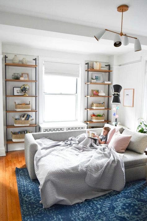 Small Space Living Series- New York City Apartment with Crystal Ann Interiors - Nesting With Grace Apartment In Nyc, Nesting With Grace, New York City Apartment, Small Apartment Living Room, Small Apartment Decorating, Family Of 4, Small Apartment Living, Design Apartment, Tiny Apartment