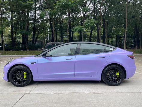 Tesla Wraps Model Y, Purple Convertible Car, Purple Tesla, Tesla Truck, Lavender Car, Tesla Wrap, Purple Car, Honda Civic Hatchback, Vehicle Accessories