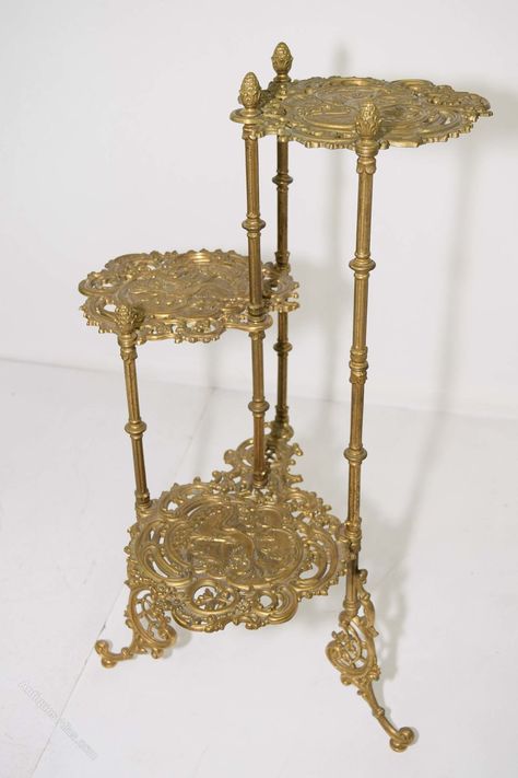 Three Tier Plant Stand, Tier Plant Stand, Victorian Room, Hip Jewelry, Vintage Brass Decor, Bird In Flight, Cute Furniture, Flower Stand, Victorian Decor