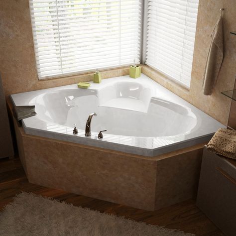 Venzi VZ6060SAR Ambra 60 x 60 Corner Air Jetted Bathtub with Center Drain Jetted Bathtub, Reglaze Bathtub, Jacuzzi Bathtub, Refinish Bathtub, Jetted Bath Tubs, Drop In Bathtub, Malibu Home, Corner Tub, Bathtub Drain