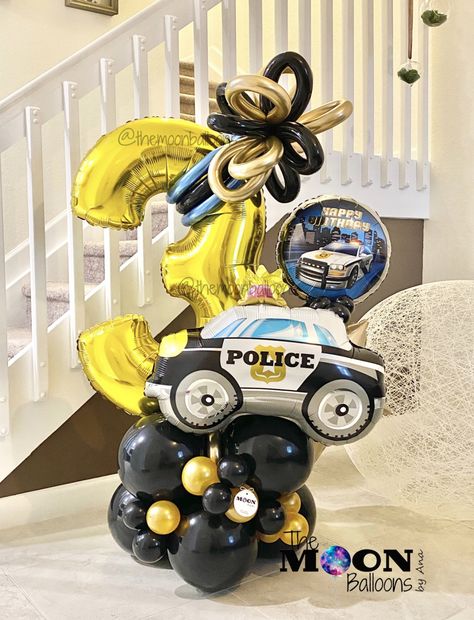 Birthday Police Theme, Police Party Balloons, Police Party Decorations, Police Birthday Cakes, Police Themed Birthday Party, Balloon Bouquet Delivery, Police Birthday Party, Baby Birthday Party Theme, Police Party