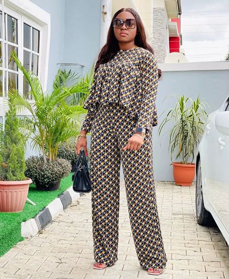 African Print Jumpsuit, Blouse And Pants, 2piece Outfits, African Print Clothing, 2 Piece Sets, African Fashion Women Clothing, Elegant Lady, Aichi, Classy Work Outfits