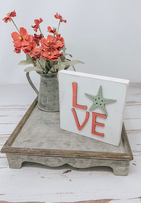 Coastal Candle Holders, Beach Theme Candles, Rustic Spring Decor, Coastal Candle, Sea Green Color, Beach Sign, Decor Shelf, Thanksgiving Table Decorations, Mantel Decor