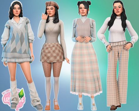 Sims Creations by Lizzisimss on Tumblr Light Academia Clothes, 2023 Spring Outfits, Light Academia Outfit, Outfits Lookbook, Academia Clothes, Academia Outfits, Bratz Inspired Outfits, Casas The Sims 4, Sims 4 Teen