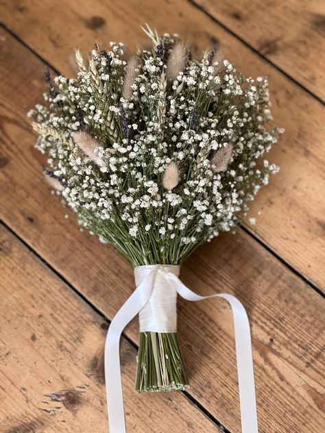 Dried Flower Bouquet, Boho Bridal Bouquet, Dried Gypsophila Bouquet, Dried Wedding Flowers, Rustic Country Wedding Flowers. - Etsy UK Wedding Bouquets Natural Flower, Dried Flowers Wedding Boquet, Simple Wedding Inspiration, Dried Flowers Wedding Bouquet, Dried Flower Bridal Bouquet, Dried Flower Wedding Bouquet, Rustic Wedding Flowers Bouquet, Wedding Bouquet Rustic, Dried Wedding Flowers