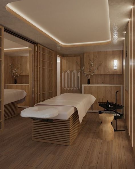 Massage Room Lighting, Spa Interior Design Luxury, Wellness Spa Interior Design, Luxurious Salon, Massage Room Design, Spa Massage Room, Yoga Centre, Japanese Spa, Massage Therapy Rooms