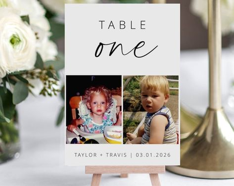 Wedding Table Numbers Custom Photos Baby Pictures Instant Download & Easy to Customize - Etsy Print Company, Number Templates, Bridesmaid Proposal Cards, Foto Baby, Office Max, Wedding Table Numbers, Download Fonts, Printing Center, Table Numbers