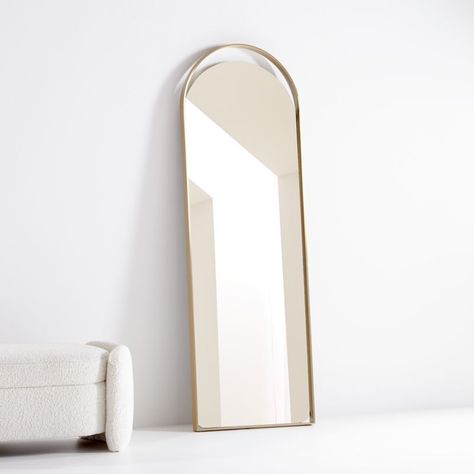 Cb2 Decor, Black Floor Mirror, Leaning Floor Mirror, Arched Floor Mirror, Arch Floor Mirror, Corner Mirror, Mirror Gallery, Geometric Floor, Gold Mirror Wall