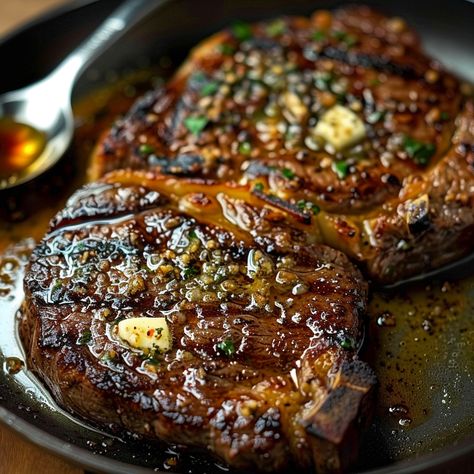 Pan-Seared Ribeye with Garlic Butter - Simply Recipes - Fewer Worries, More Delight Boneless Ribeye Steak Recipes Cast Iron, Rib Eye Steak Recipes Cast Iron, Bone In Rib Steak Recipe, Ribeye Steak Recipes Cast Iron, Best Ribeye Steak Recipe, Reverse Sear Ribeye, Boneless Ribeye Steak, Rib Eye Recipes, Apple Crisp Cheesecake