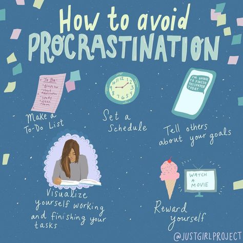 Avoid Procrastination, Just Girl, Stop Procrastinating, Self Care Bullet Journal, How To Stop Procrastinating, School Study Tips, Positive Self Affirmations, Self Care Activities, Self Motivation