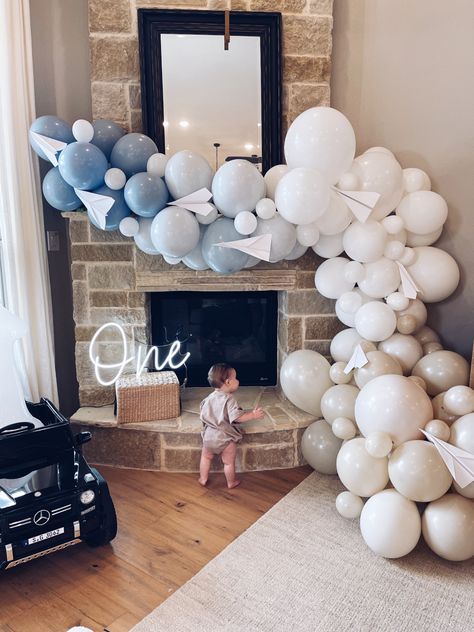 Baby boy, first birthday, airplanes, time flies! Time Flies First Birthday, Airplane Birthday Theme, Airplane First Birthday, Airplane Baby Shower Theme, Airplane Birthday Party Decorations, Time Flies Birthday, Planes Birthday Party, Planes Birthday, Airplane Baby Shower