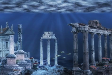 The Myth of Santorini and Atlantis Underwater Temple, Atlantis Art, Linh Song, Kingdom Of Atlantis, Ancient Atlantis, The Lost City Of Atlantis, Underwater Ruins, City Of Atlantis, Sumber Daya Alam