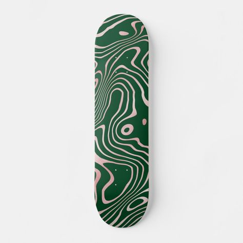 Rose Gold liquid swirl Abstract Green Design Skateboard Gender: unisex. Age Group: adult. Custom Painted Skateboard Decks, Skatedeck Design, Skate 2, Surfboard Art Design, Liquid Painting, Painted Skateboard, Custom Skateboard Decks, Background Stylish, Longboard Design