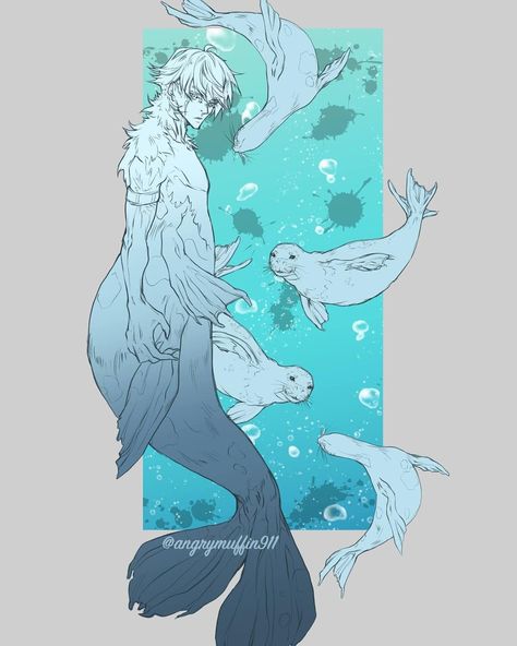 "If you come for my coat, it'll cost you your life." . . Promp Seal Mermaid, Mermaids And Mermen, Mermaid Art, Ocean Creatures, Drawing Poses, Character Design Inspiration, Art Sketches, My Little Pony, Art Inspo