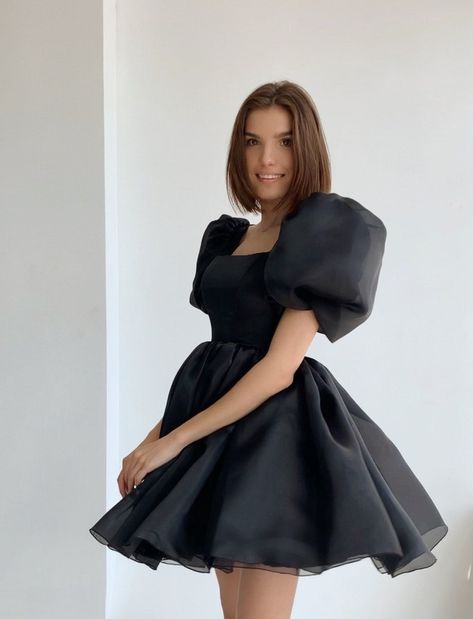 Birthday Dresses For Teens Casual Long Sleeve, Short Puffy Dresses, Fluffy Dress, Dress Organza, Betty Dress, Dress With Puffy Sleeves, Puffy Dresses, Puff Dress, Short Gowns