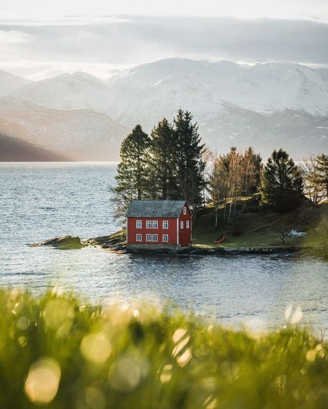 Visit Hardangerfjord on Instagram: “Omaholmen - our favorite islet in the Hardangerfjord-region! Have a great weekend, everyone! 🤩 #hardangerfjord #hardanger…” Hordaland Norway, Red Cabin, Nature Music, Cabin Living, Epic Journey, More Photos, Aesthetic Pictures, Norway, Travel Photography