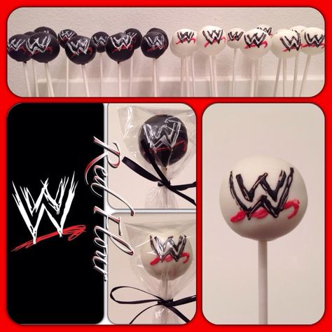 WWE cake pops wrestling Wwe Cake Pops, Wwe Birthday Cakes, Wwe Birthday Party Ideas, Wwe Cake, Wrestling Cake, Wrestling Birthday Parties, Wrestling Birthday, Wrestling Party, Wwe Birthday Party