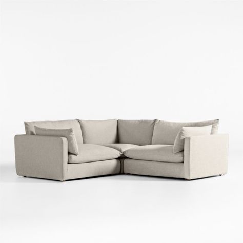 Unwind 3-Piece Slipcovered Sectional Sofa + Reviews | Crate & Barrel Slipcovered Sectional Sofa, How To Make Corner Sofa, Sectional Sofa Slipcovers, Family Room Addition, Slipcovered Sectional, Corner Sectional Sofa, Room Addition, Comfy Seating, Sectional Slipcover