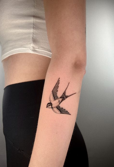 Swallow | Done at SANS PATRIE/ S | Jul 5th 2023 | 1745013 Bird Tattoo Swallow, Neo Traditional Swallow Tattoo, Delicate Swallow Tattoo, Swallows Arm Tattoo, Scissortail Flycatcher Tattoo, Swallow Bird Tattoo Fine Line, Pair Of Swallows Tattoo, Barn Swallow Tattoo, Traditional Swallow Tattoo