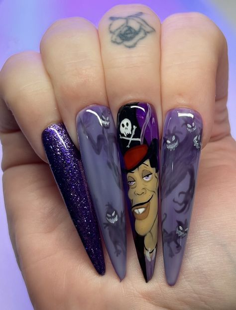 Princess and the frog shadow man nails 💜 Dr Facilier Nails, Princess And The Frog Nails, Man Nails, Shadow Man, Dr Facilier, Fingernail Polish, Princess And The Frog, Nail Art Tutorial, The Frog