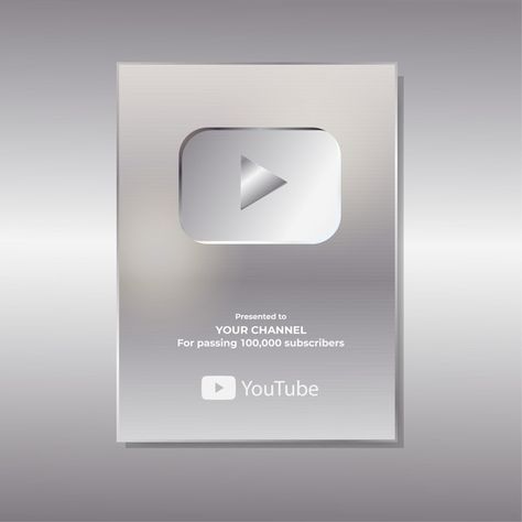 Realistic youtube silver button illustra... | Premium Vector #Freepik #vector #background #business #template #button Youtube Silver Play Button Vision Board, Silver Play Button Youtube Aesthetic, Silver Button Youtube, Youtube Silver Play Button, Youtube Celebration, Youtube Button, Silver Play Button, Youtube Play Button, Button Illustration