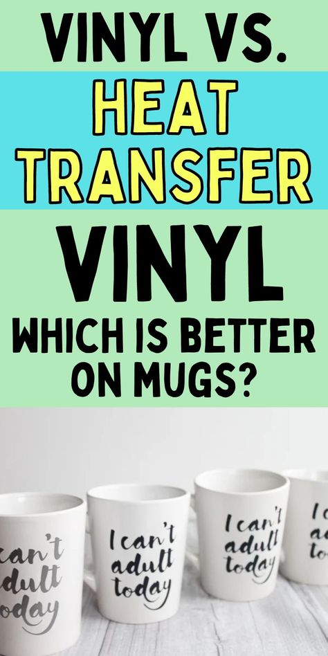 How to transfer vinyl to mugs. DIY mug ideas. What is the difference between vinyls? Cricut Mug Ideas Vinyls, Vinyl On Mugs, Mug Vinyl Ideas, Valentine Mugs, Cricut Mugs, Projects To Make And Sell, Mini Mugs, Coffee Cups Diy, Diy Projects To Make And Sell