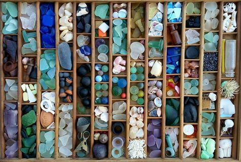 Sea glass display Sea Glass Hunting, Seaglass Display, Sea Glass Display, Printer Tray, Seashell Display, Girly Bracelets, Sea Pottery, Glass Display, Glass Shelf