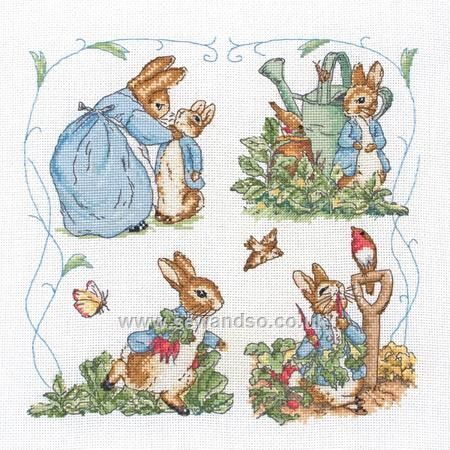 Peter Rabbit Cross Stitch, Beatrix Potter Garden, Rabbit Cross Stitch, Cross Stitch Quotes, Beautiful Cross Stitch Pattern, Just Cross Stitch, Animal Cross Stitch Patterns, Baby Cross, Cross Stitch Baby