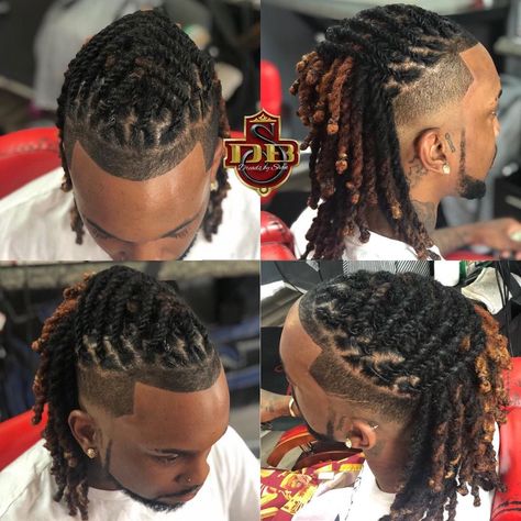 Men’s Loc Styles Updo, Men Dread Hairstyles Black Man, Mens Loc Styles With Shaved Sides, Men Dreads Styles Black Man Wedding, Men Wedding Loc Styles, Hightop Locs Style Men, Dread Hairstyles For Men Medium, Hightop Dreads Styles Men, Men’s Locs