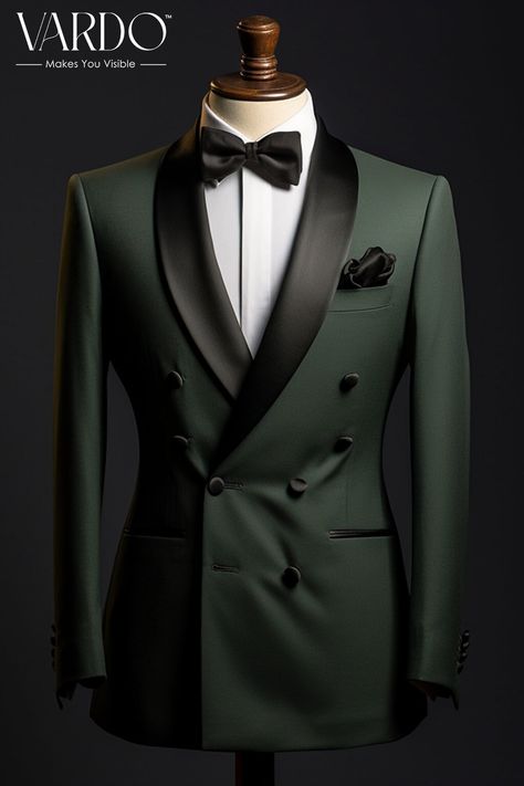 >>ORIGINAL ARTWORK AND CONTENT, PLEASE DO NOT COPY<< Men Suits, Suits For Man, Elegant Forest Green Double Breasted Tuxedo - Men's Formal Wear,  Formal Attire, Formal Fashion Slim Fit Suit, Formal piece Wedding Suit, Double Breasted, Formal Fashion Slim Fit Suit . Elevate your formal style with our impeccable Forest Green Double Breasted Tuxedo for men. Crafted to perfection, this tuxedo exudes sophistication and charm. Whether it's a black-tie event, a wedding, or a special occasion, this tuxedo is your ticket to turning heads and making a lasting impression. 🌟 Key Features: ✨ Luxurious Forest Green Color ✨ Double-Breasted Design ✨ Tailored for a Perfect Fit ✨ Premium Quality Fabric ✨ Timeless Elegance This tuxedo is designed to make you look and feel your best. Its rich forest green col Stylish Tuxedo For Men, Forest Green Groomsmen Attire, Vardo Suits, Colored Tuxedo, Green Double Breasted Suit, Designer Tuxedo, Custom Tailored Suits, Men's Formal Wear, Double Breasted Tuxedo