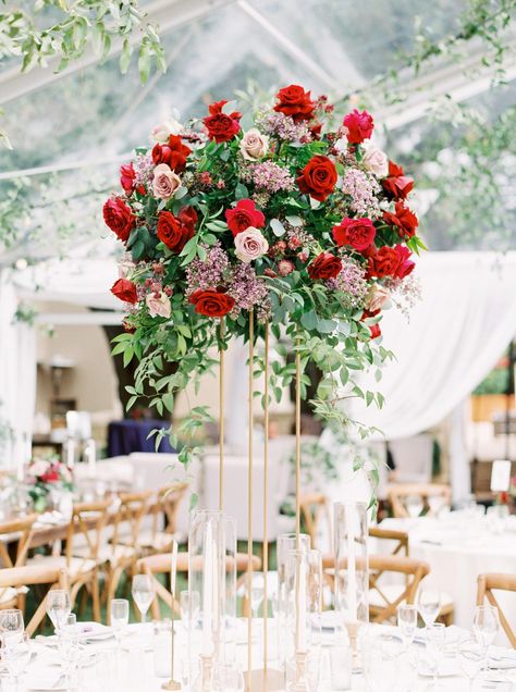 Tall Centerpiece, Tall Wedding Centerpieces, Wedding Floral Centerpieces, Tall Centerpieces, Fall Wedding Flowers, Pink Garden, Garden Roses, Wedding Flower Arrangements, Wedding Table Centerpieces