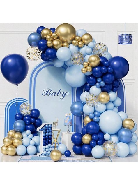 Blue  Collar  Latex   Embellished   Event & Party Supplies Black And Gold Balloons, Glitter Balloons, Gold Party Decorations, Gold Confetti Balloons, Mens Birthday Party, Birthday Balloon Decorations, Wedding Party Supplies, Happy Birthday Balloons, Happy Birthday Parties