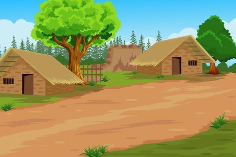 Village Background, Free Green Screen Backgrounds, Village Kids, Nature Background Images, Photoshop Backgrounds Backdrops, House Cartoon, Free Green Screen, Village Photos, Cartoon House