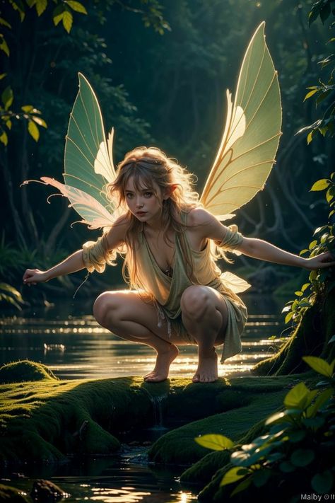 Dark Fantasy Fairy, Elves And Fairies Fantasy Art, Tinker Bell Characters, Pixie Fantasy Art, Fantasy Fairy Art, Flower Nymph, Water Elf, Sims Rooms, Bell Costume