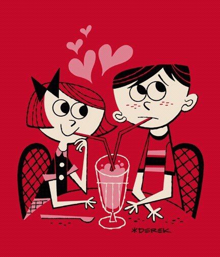 Rankin/Bass-historian: I hope everyone had a nice Valentine's day! Bing Chilling, Derek Yaniger, Drinks For Kids, Illustrated Ladies, Midcentury Art, Mcm Art, Vintage Illustration Art, Mid Century Illustration, Vintage Valentine Cards