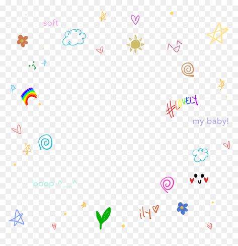 Kidcore Transparent Png, Cute Png Overlays, Cute Png For Edits, Border Cute Design, Border Png Aesthetic, Korean Aesthetic Stickers, Cute Templates For Edits, Overlays For Edits Cute, Cute Pngs For Editing