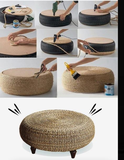 Tire Furniture, Tire Art, Diy Furniture Decor, Summer Mantle Decor, Rope Crafts Diy, Summer Decorating Ideas, Rope Crafts, Summer Home Decor, Summer Decorating