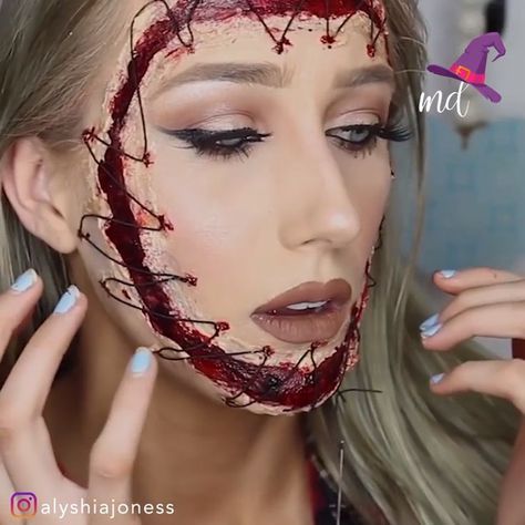 Gore Fx Makeup, Halloween Makeup Spooky, Halloween Prosthetic Makeup, Special Fx Makeup Ideas, Halloween Gore Makeup, Special Effects Makeup Horror, Scary Special Effects Makeup Horror, Sfx Makeup Ideas Scary Halloween, Horror Makeup Looks