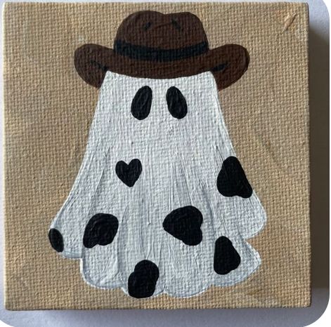 Simple Mini Painting Ideas, Brown Paintings Easy, Small Fall Paintings, Cute Western Paintings Easy, Simple Disney Paintings, Basic Painting For Beginners, Sip And Paint Ideas For Beginners, Mini Lienzos Ideas, Western Painting Ideas Easy