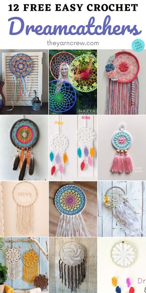 Easy Dreamcatcher, Dreamcatcher Patterns, Crochet Dreamcatcher Pattern Free, Free Mandala Crochet Patterns, Crochet Dreamcatcher Pattern, Dreamcatcher Crochet, Crochet Craft Fair, Diy Dream Catcher Tutorial, Boho Crochet Patterns