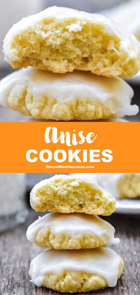 *NEW* Anise cookies will make you a believer in the deliciousness of anise! Simple ingredients and prep result in your new favorite cookie. #AniseCookies Anise Cookie Recipe, Ricotta Cookies Recipe, Almond Biscotti Recipe, Anise Cookies, Italian Almond Cookies, Lemon Drop Cookies, Italian Cookie Recipes, Cheese Cookies, Coffee Cookies