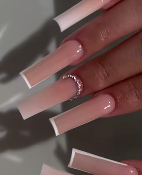 Every Day Acrylic Nails, Coffin Square Nails Long, Nail Ideas No French Tip, French Tip Nails With Design Black Women, Bridal Nails Square Shape, Back To School Nails Long Square, Cute Long French Tip Nails, Matte French Tip Acrylic Nails, Long Nude Nails With Design