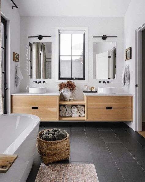 24 Stunning Black Bathroom Floor Designs for a Modern Look Dark Tile Bathroom Floor, Black Hexagon Tile Bathroom, Black Bathroom Floor Tiles, Dark Tile Bathroom, Black Tile Bathroom Floor, Hexagon Tile Bathroom Floor, Black Bathroom Floor, Hexagon Tile Bathroom, Black Tile Bathrooms