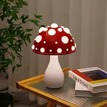 EMCCQJ Mushroom Lamp, 3 Color Mushroom Night Light, Perfect Cozy Atmosphere Small Table Lamp for Home Decor, Bedroom, Living Room - Amazon.com Mushroom Lamps, Red Table Lamp, Stuffed Mushroom Caps, Red Table, Nordic Modern, Warm White, Desk Lamp, Warm And Cozy, Lamps