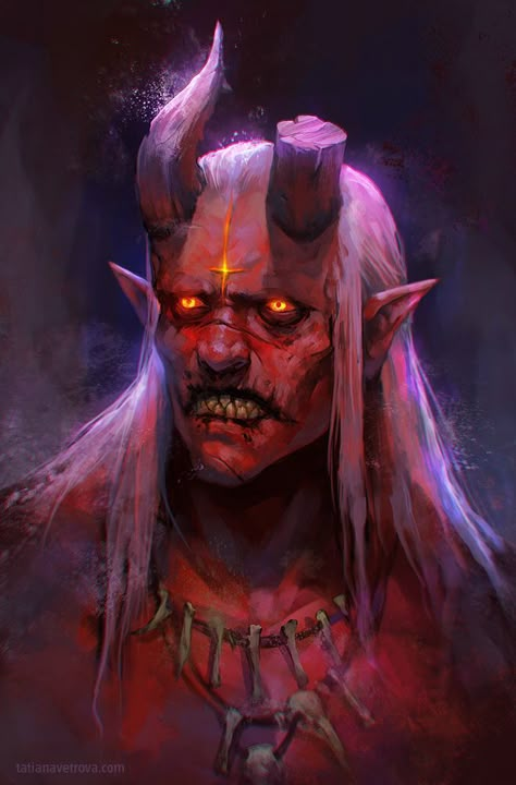 Red Tiefling, Fantasy Demon, Japanese Folklore, Red Devil, 다크 판타지, Fantasy Races, Demon Art, 판타지 아트, Dnd Characters