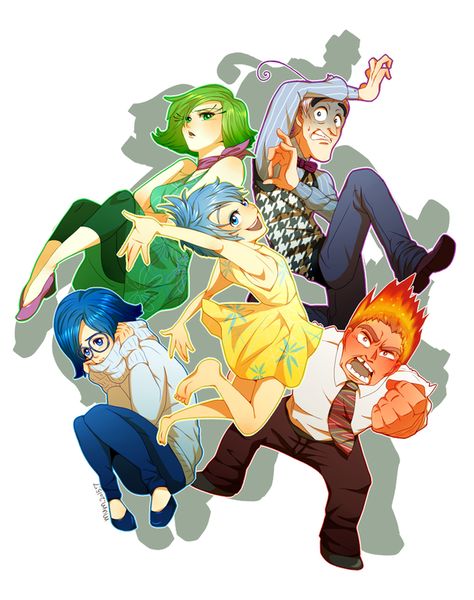 Inside Out Disney Anime Style, Humanized Disney, Cartoon Characters As Humans, Anime Vs Cartoon, Cartoon As Anime, Mindy Kaling, Anime Version, Pixar Movies, Lilo Stitch